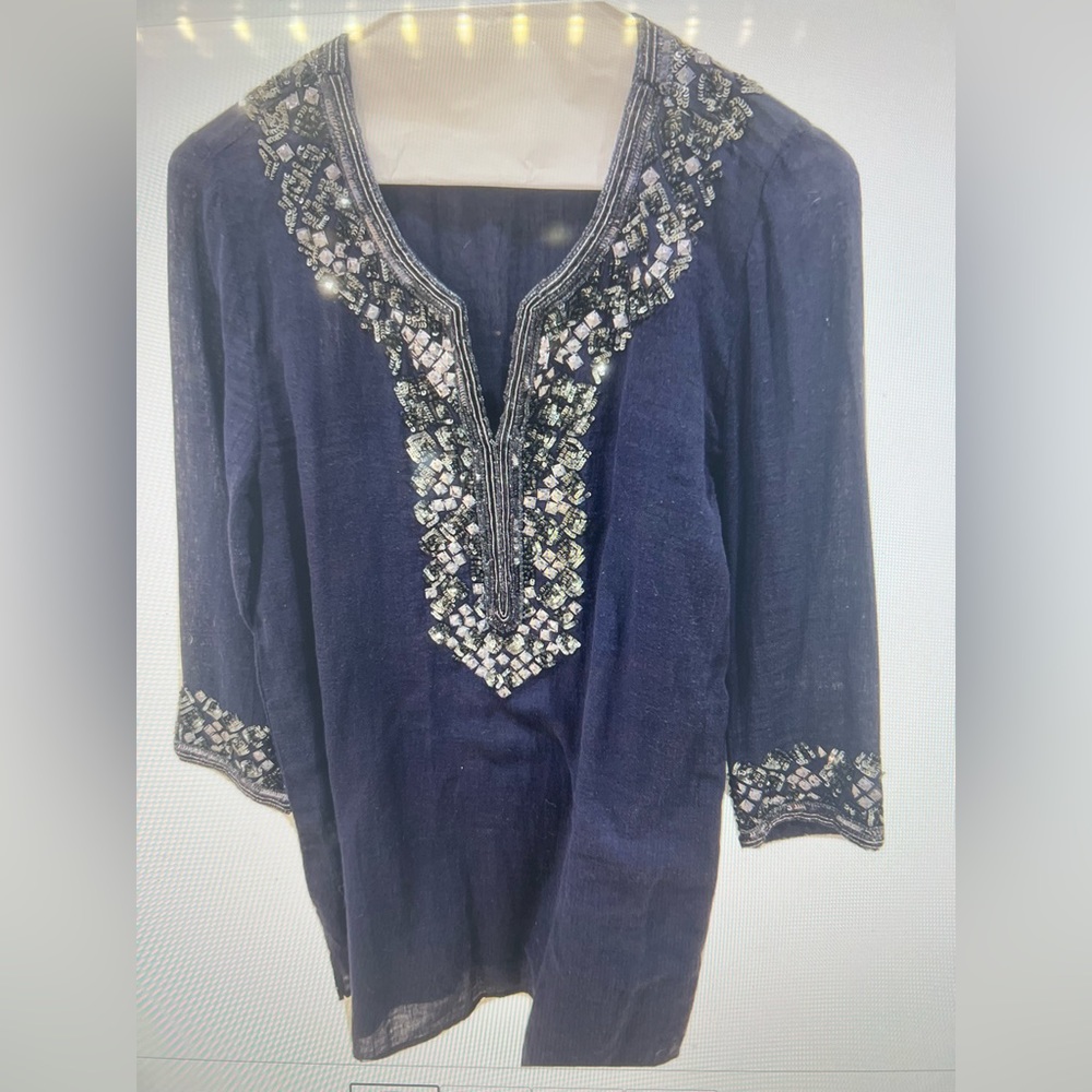 Calypso St. Barth sequined beaded tunic top